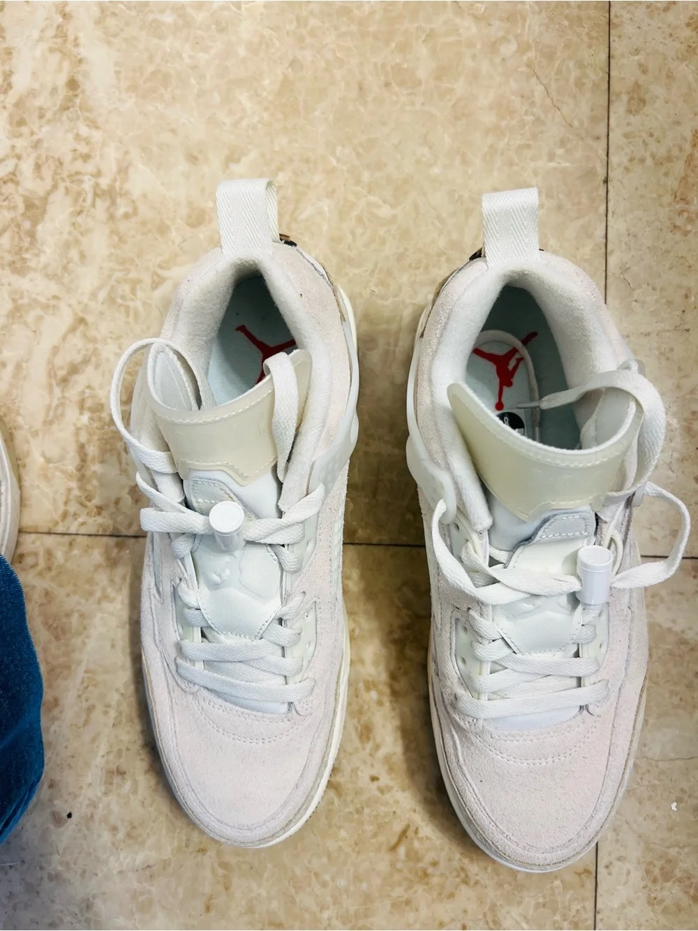 Nike Jordan All-White Suede & Leather Sneakers Brooklyn Logo